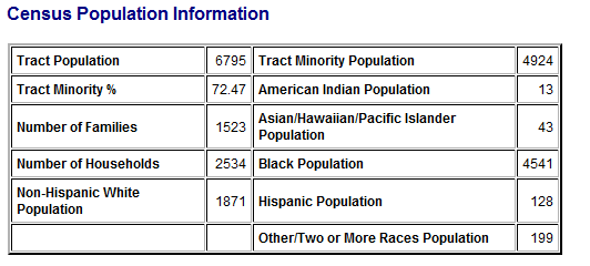 Census tract population demographics - Shaw neighborhood