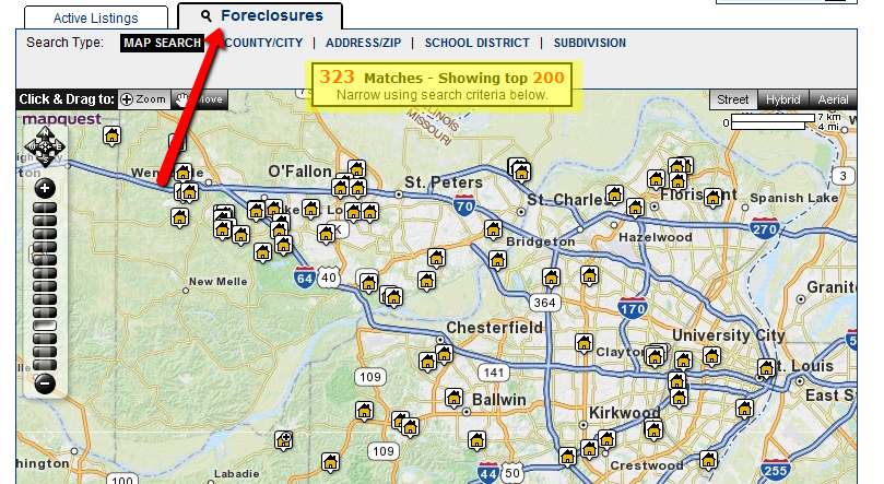 2 FREE Ways to Find Foreclosures in St. Louis idx foreclosure tab screenshot 2 FREE Ways to Find Foreclosures in St. Louis