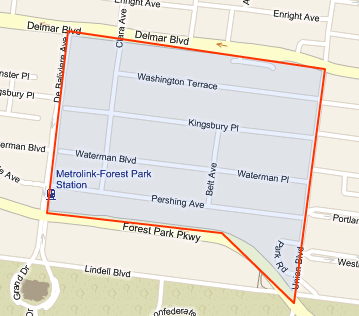 Washington University DeBaliviere Place boundary map