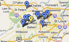 Map of St. Louis homes and condo for sale
