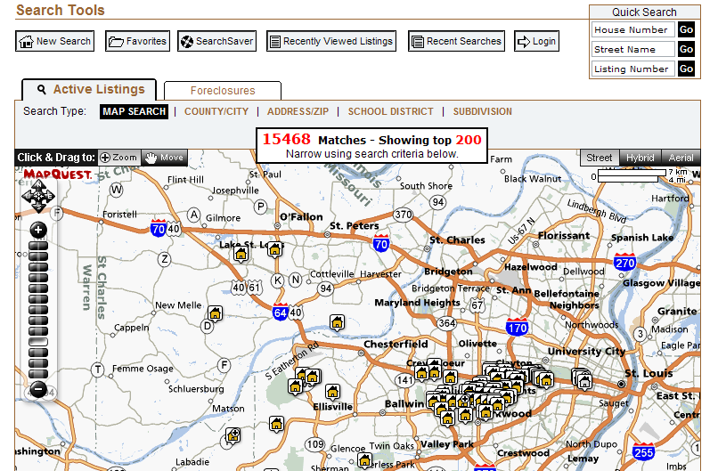 Wolfnet Maptracks MLS search for St. Louis homes