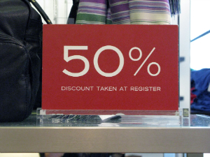 50% Discount sale sign