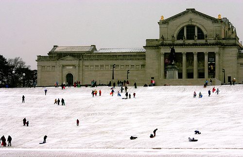 Snow Days in St. Louis: Sledding on Art Hill