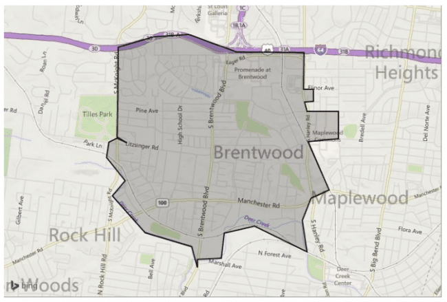 Map of Brentwood, MO